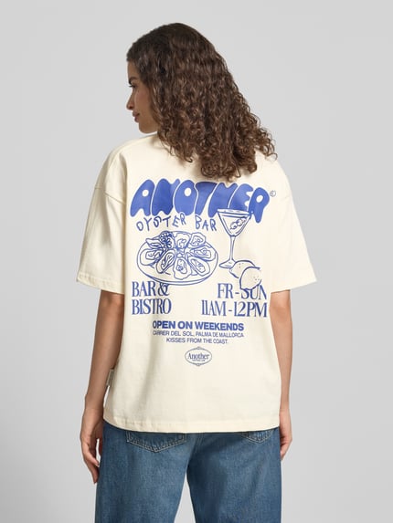ANOTHER COTTON LAB oversized t-shirt z nadrukami z logo Jasnożółty melanż 5