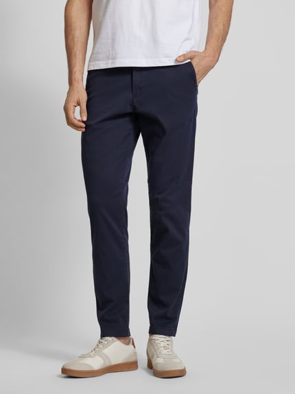Selected slim fit chino van katoenmix model 'MILES' Marineblauw - 4