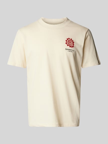 Blend T-shirt met labelprint, model 'JAISON' Zand - 2