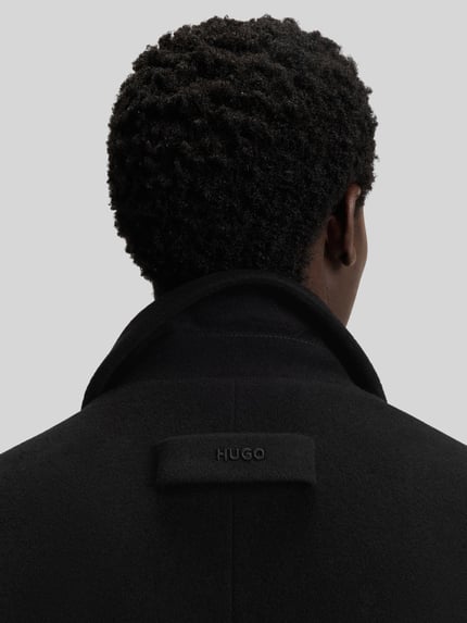 HUGO Regular fit lange wollen jas met dubbele knoopsluiting, model 'MENCI2541' Zwart - 6