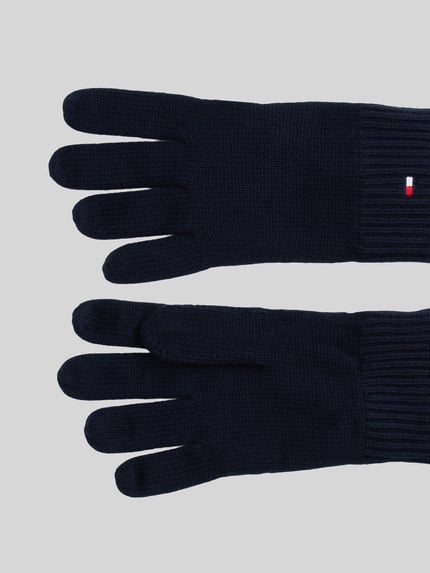Tommy Hilfiger Rękawiczki z mieszanki bawełny i kaszmiru model 'ESSENTIALS FLAG' Granatowy 3