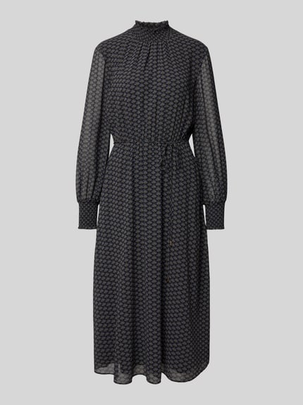 Jake*s Collection Midi-jurk met opstaande kraag met ruches Donkerblauw - 2