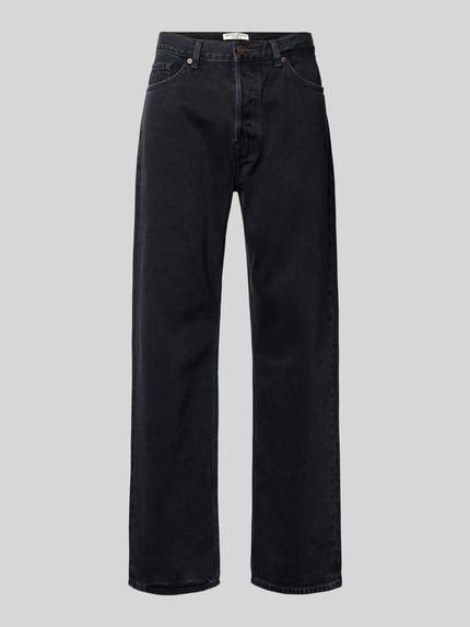 Productfoto, zwarte Jeans met Eingrifftaschen Modell 'Type 2' van Wood Wood, relaxed fit, katoen, voor heren, context: taillewijdte 43 cm, binnenbeenlengte 76 cm