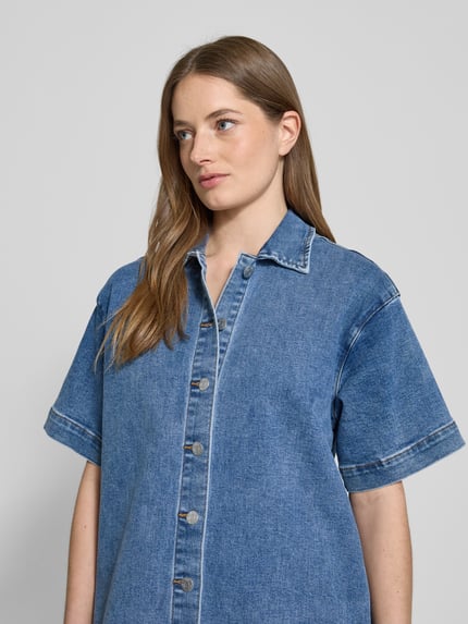 YAS Knielange jeansjurk met doorknoopsluiting, model 'ELSA' Jeansblauw - 3