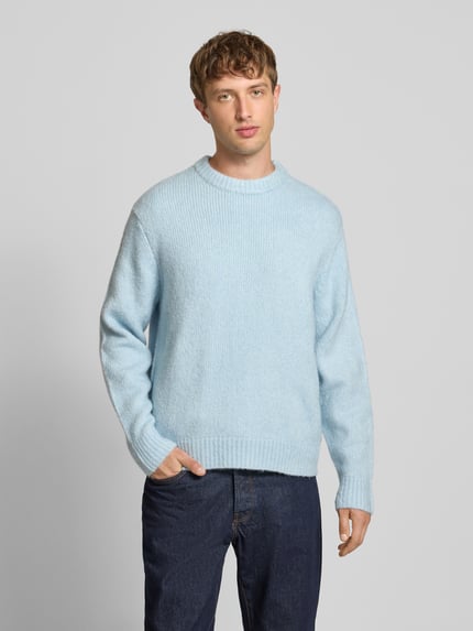 JACK & JONES Sweter z dzianiny z prążkowanymi wykończeniami model ‘LIVERPOOL’ Jasnoniebieski 4