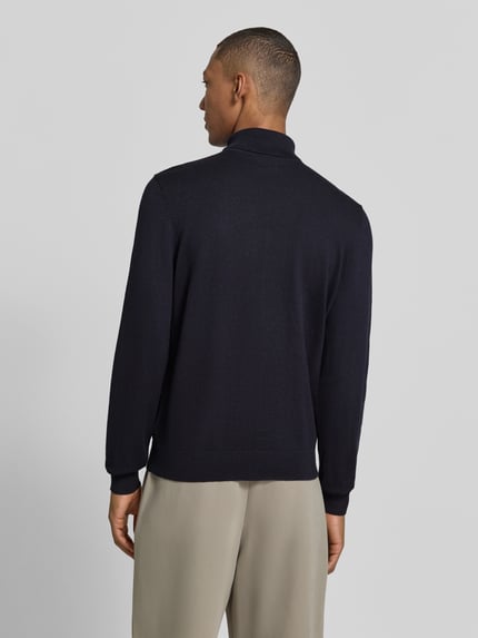 LERROS sweter z dzianiny o kroju regular fit z golfem Granatowy 5