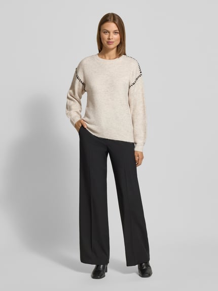 FREE/QUENT Gebreide pullover met ronde hals, model 'Kinlock' Beige - 1