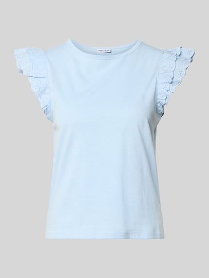 PIECES Regular Fit T-Shirt aus reiner Baumwolle Modell 'PANDRIA' Hellblau 2