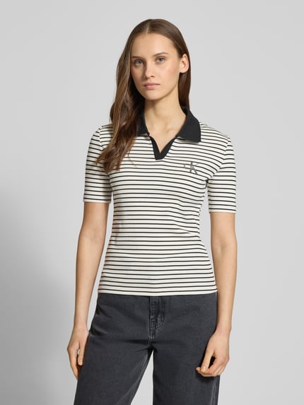 Calvin Klein Jeans slim fit poloshirt met label-stitching Zwart - 4