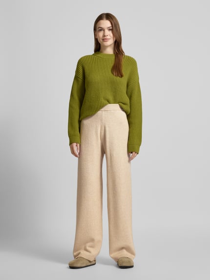 QS Wide fit stoffen broek met elastische band Donkerbruin - 1