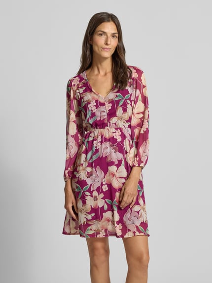 ZABAIONE Knielanges Kleid mit V-Ausschnitt Fuchsia 4