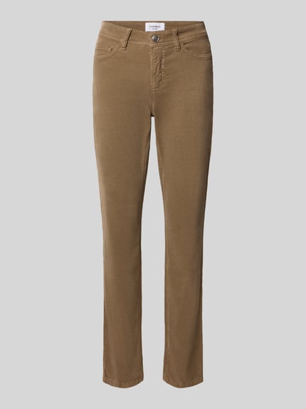 CAMBIO Slim Fit Cordhose aus Baumwoll-Mix Modell 'PIPER CROPPED' Taupe 2