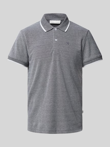 Casual Friday slim fit poloshirt met logo-stitching model 'TRISTAN' Marineblauw gemêleerd - 2