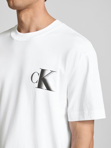 Calvin Klein Jeans T-Shirt mit Label-Print und Rundhalsausschnitt Weiss 3