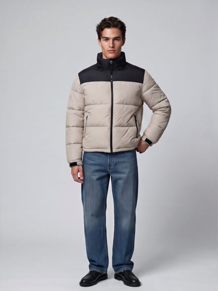 ONLY & SONS Steppjacke mit hohem Stehkragen Modell 'ONSMAVERICK' Sand 1