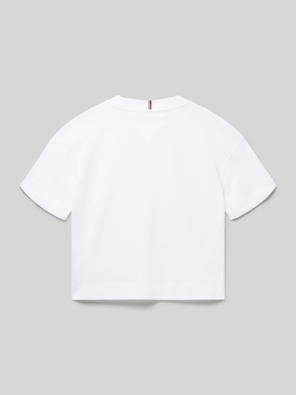 Tommy Hilfiger Teens męski t-shirt o kroju regular fit z czystej bawełny Biały 3