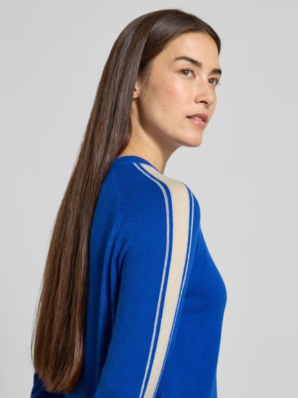 Jake*s Casual Strickpullover aus Kaschmir mit Kontraststreifen Blau 3