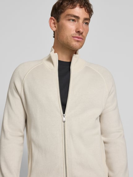 BOSS Regular Fit Strickjacke aus Baumwoll-Schurwoll-Mix Modell 'H-IDINO' Offwhite 3