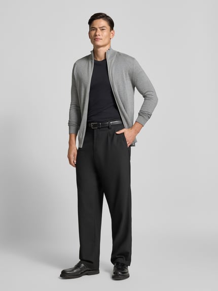 Selected Regular Fit Strickjacke aus reiner Baumwolle Modell 'BERG' Mittelgrau 1