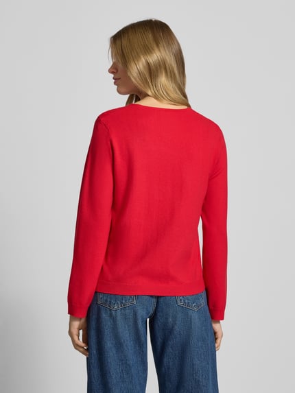PIECES Sweter o kroju regular fit z dekoltem w serek model ‘BREE’ Rdzawoczerwony melanż 5