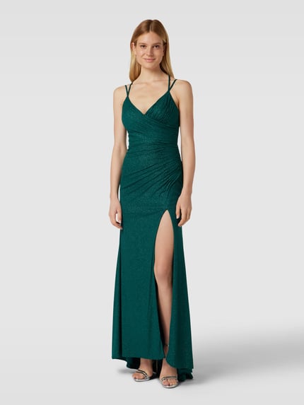 Mascara Abendkleid in Wickel-Optik Dunkelgruen 4