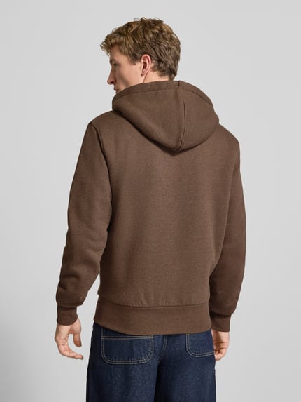Superdry regular fit sweatvest met gedeelde kangoeroezak model 'Borg' Donkerbruin gemêleerd - 5