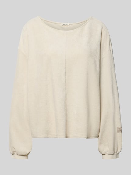 Produktfoto, Sweatshirt mit überschnittenen Schultern Modell 'FUXOW' von American Vintage in Creme, reine Baumwolle, Loose Fit, Rundhalsausschnitt, weiche Struktur, Label-Stitching.
