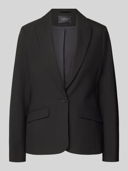 Produktfoto, Regular Fit Blazer mit Viskose-Anteil von s.Oliver BLACK LABEL in Optik: Unifarben, 1-Knopf-Verschluss, Pattentaschen