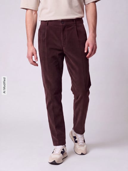 Strellson relaxed fit corduroy broek van katoenmix model 'Lui_2V-D' Donkerbruin - 4