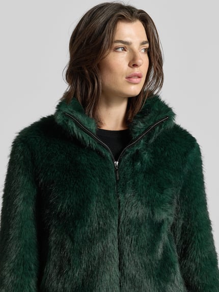 Marc Cain Regular Fit Jacke aus Kunstfell Dunkelgruen 3