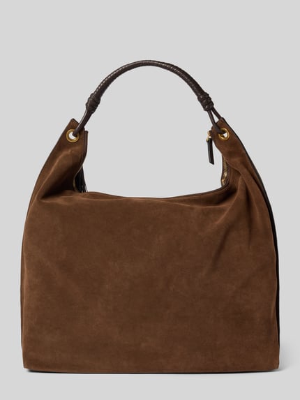 Tommy Hilfiger Shopper van echt rundleernappa model 'STATEMENT LEATHER HOBO' Donkerbruin - 4