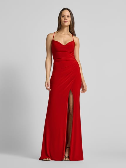 LUXUAR FASHION Abendkleid mit seitlicher Raffung Rot 4