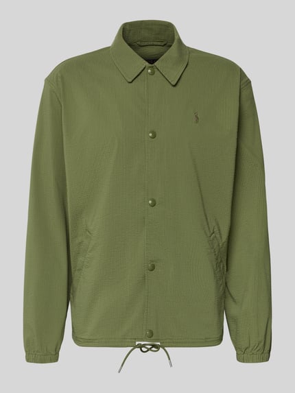 Polo Ralph Lauren regular fit blouson van katoenmix model 'SEERSUCKER' Olijfgroen - 2