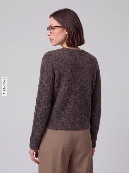 VERO MODA Regular Fit Strickjacke mit Woll-Anteil Modell 'NOVAH' Schoko 5