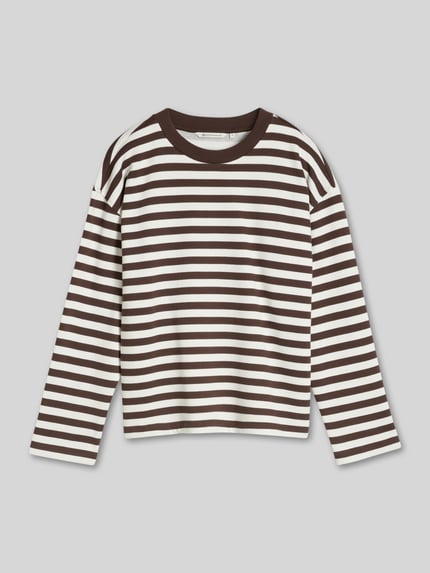 Tom Tailor Denim Regular Fit sweatshirt met afgeronde zoom Middenbruin - 2