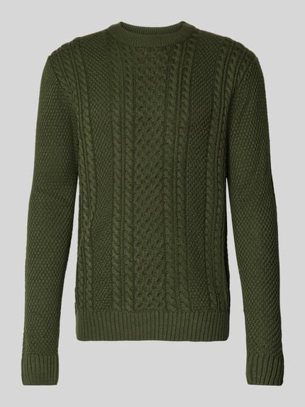 JACK & JONES Gebreide pullover met ribboorden, model 'PAUL' Donkergroen - 2