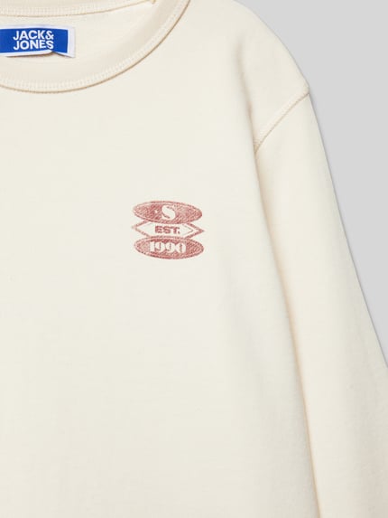 JACK & JONES Sweatshirt mit Rundhalsausschnitt Modell 'JORRETIRO' Ecru 2