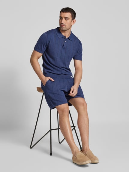 Colours & Sons Regular fit korte broek met ajourpatroon Marineblauw - 1