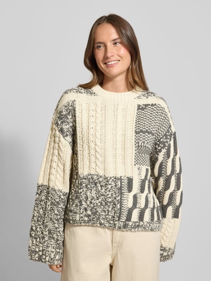 Jake*s Casual Relaxed Fit Strickpullover mit Woll-Anteil Ecru 4