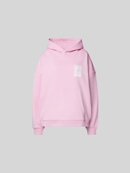 OH APRIL oversized hoodie met labelprint Felroze - 2