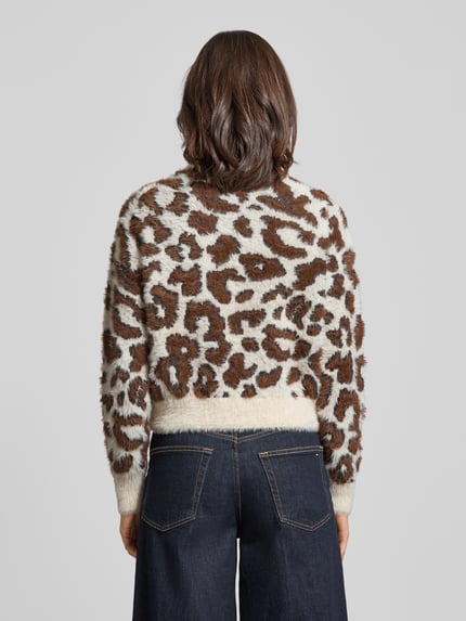 VERO MODA Regular Fit Strickpullover mit Allover-Muster Modell 'JUNGLE' Ecru 5