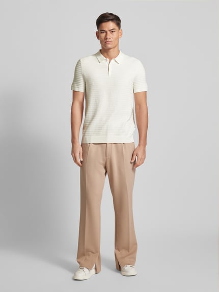 Michael Kors Regular Fit Poloshirt aus Baumwoll-Seiden-Mix Modell 'TUCK STRIPE' Weiss 1