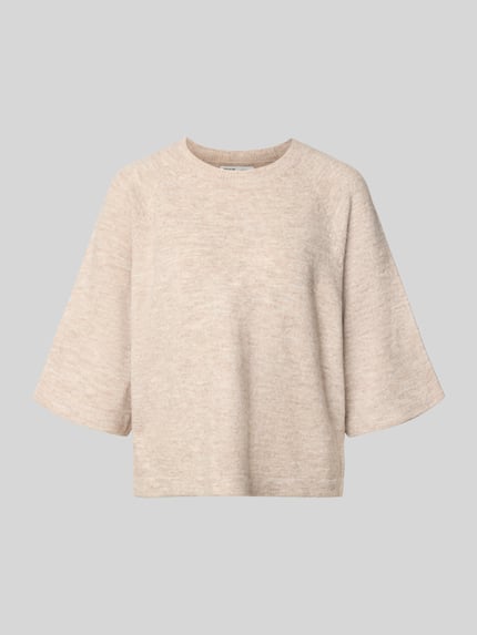 Produktfoto, beżowy sweter z rękawami o dł. 3/4, lekka melanżowa faktura, Regular Fit Pullover mit 3/4-Ärmeln Modell 'SIMONI' von ONLY, sweter damski