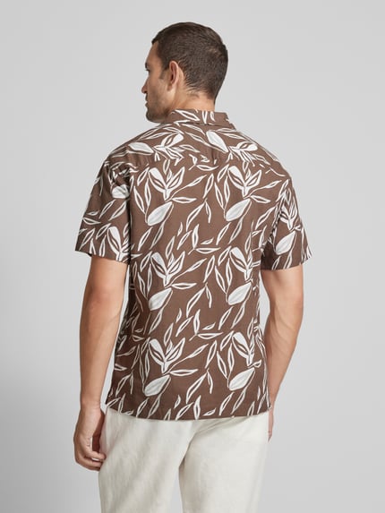JACK & JONES Premium Loose Fit Freizeithemd aus Baumwoll-Leinen-Mix Modell 'SUMMER' Dunkelbraun 5