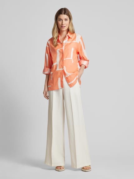 OPUS Blouse met all-overprint model 'Fumine' Koraal - 1