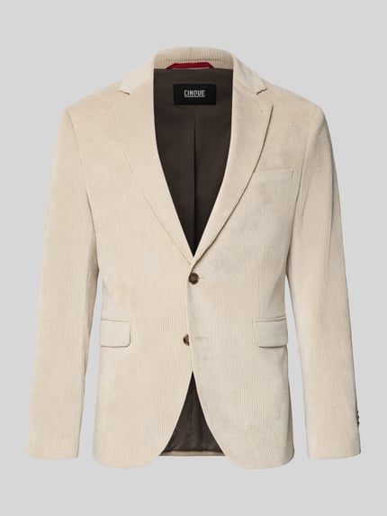 Produktfoto, Slim Fit 2-knoops colbert uit corduroy Model 'DATA' van CINQUE in beige met reverskraag en klepzakken, Heren, ruglengte maat 50: 72 cm, schouderbreedte: 45 cm, mouwlengte: 64 cm