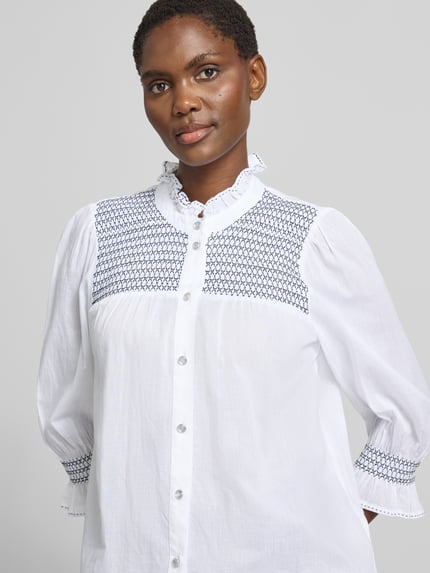 Christian Berg Woman Relaxed Fit Langarmbluse aus reiner Baumwolle Weiss 3