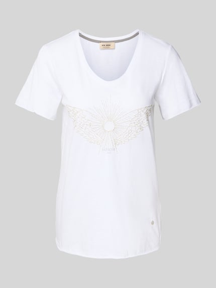 MOS MOSH T-shirt met labeldetail, model 'Gethi' Wit - 2