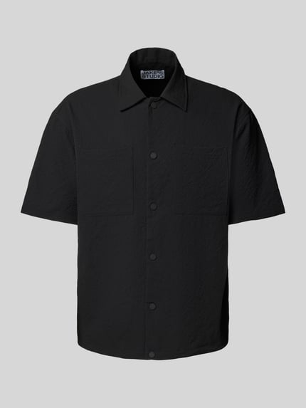 Jake*s Studio Men Regular Fit Freizeithemd mit Strukturmuster Black 2
