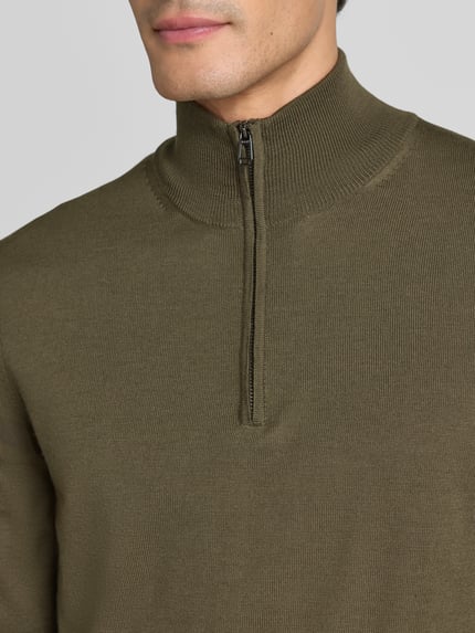 JOOP! COLLECTION Modern Fit Troyer aus reiner Schurwolle Modell 'Dario' Oliv 3